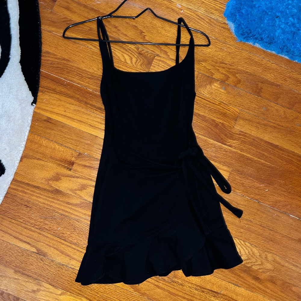 Black Tie Front Mini Dress